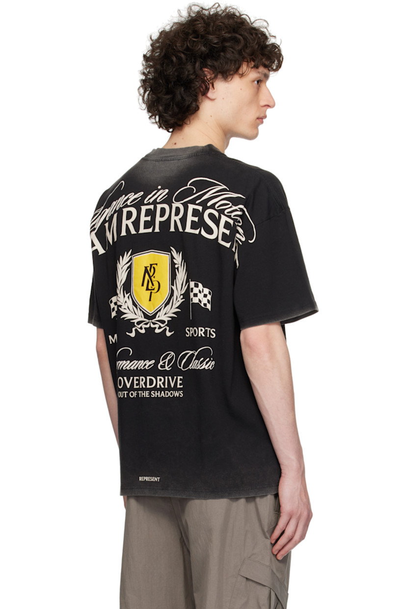 Oversized 220 gsm cotton jersey T-shirt. Fading throughout. 

· Rib-knit crewneck
· Logo graphic printed at chest
· Logo plaque at hem
· Dropped shoulders
· Logo, graphic, and text printed at back

Supplier color: Vintage black