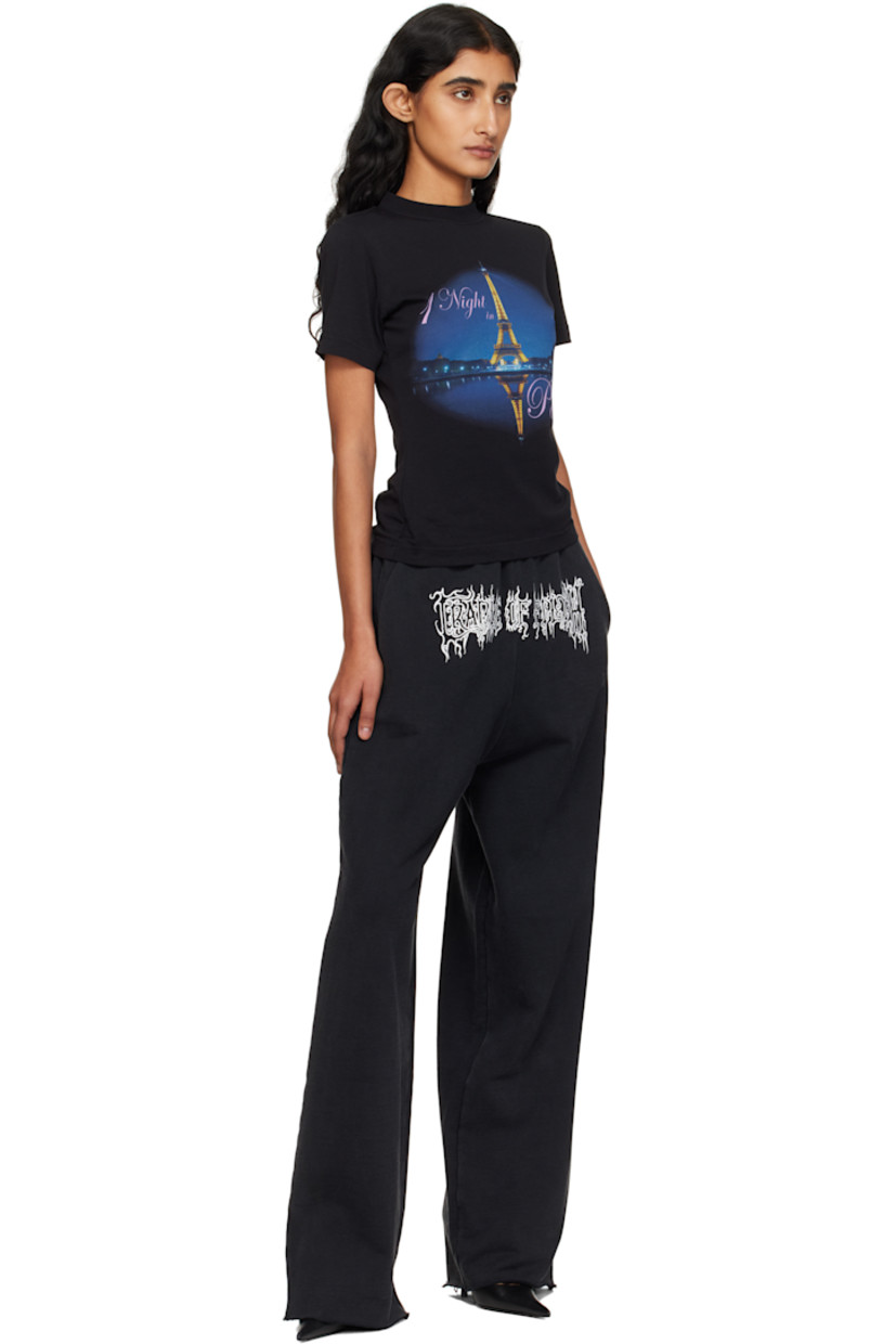 French terry lounge pants.

· Fading throughout 
· Concealed drawstring at elasticized waistband
· Three-pocket styling
· Logo printed at front
· Raw edge at cuffs 
· Logo embroidered at back pocket

Supplier color: Washed black