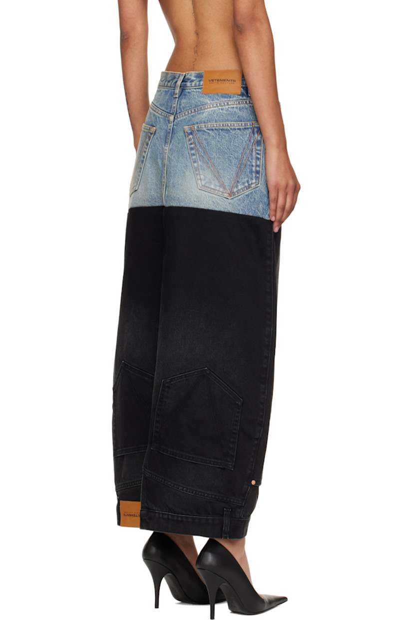 Non-stretch denim maxi skirt. 

· Can be worn upside down
· Fading and whiskering throughout 
· Belt loops
· Five-pocket styling
· Button fly 
· Leather logo patch at back waistband
· Contrast stitching in tan 

Supplier color: Blue/Black