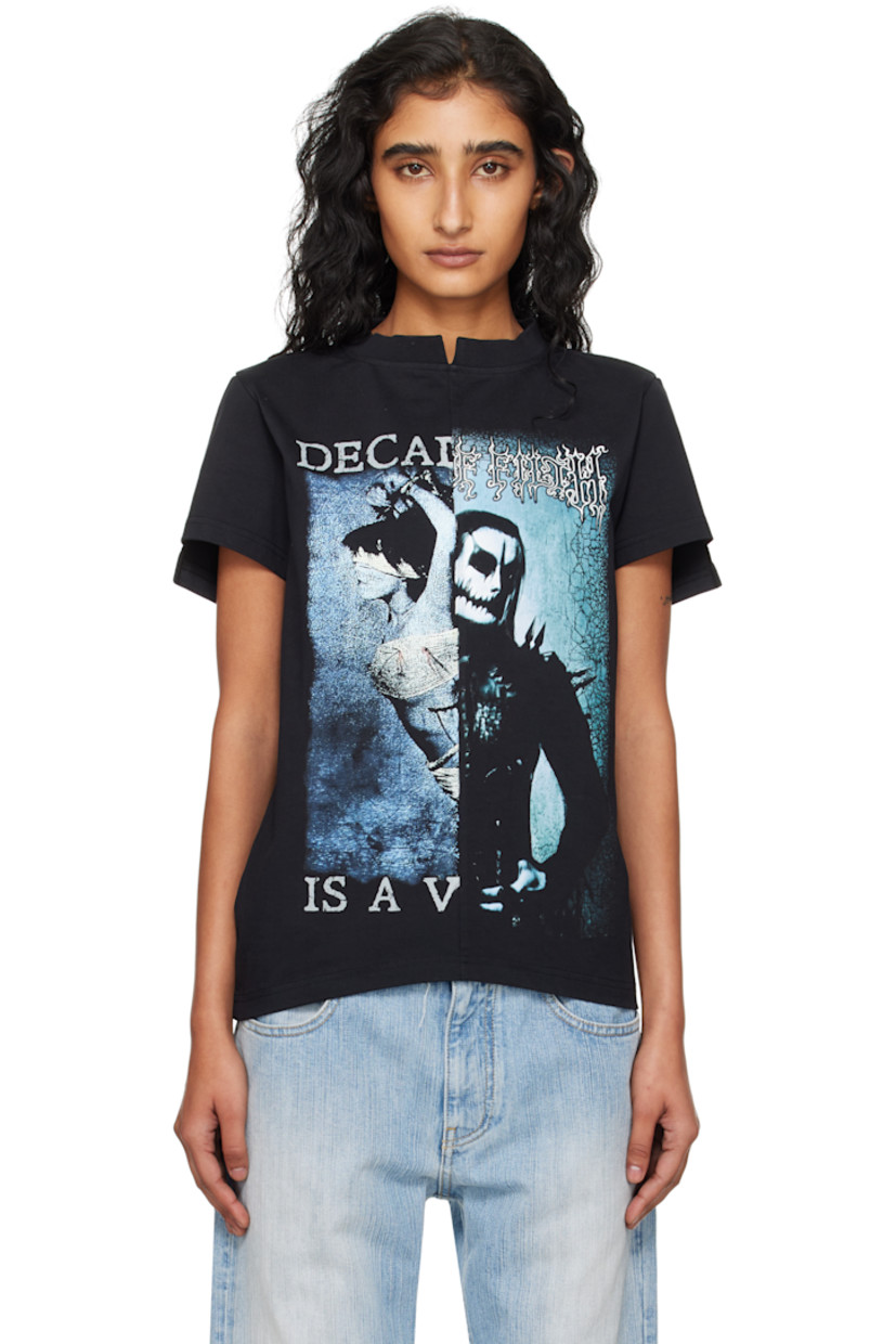 Cotton jersey T-shirt. 

· Paneled construction
· Rib-knit crewneck
· Text and graphic printed at front and back
· Curved hem
· Logo embroidered at back collar 

Part of the Cradle of Filth capsule.

Supplier color: Black/Black