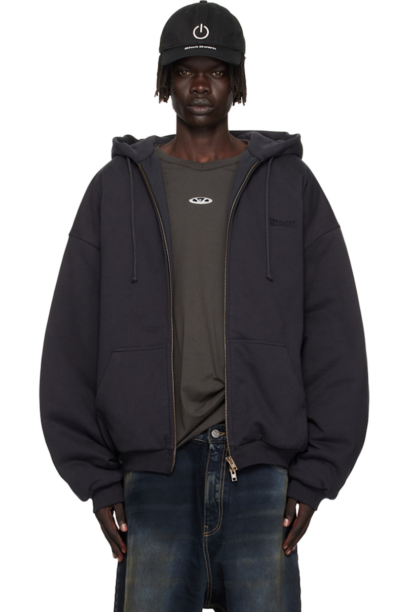 Insulated cotton-blend French terry hoodie.

· Drawstring and embroidered logo at hood
· Two-way zip closure
· Logo embroidered at chest
· Patch pockets at front
· Rib-knit hem and cuffs
· Dropped shoulders
· Full jersey lining

Supplier color: Washed black