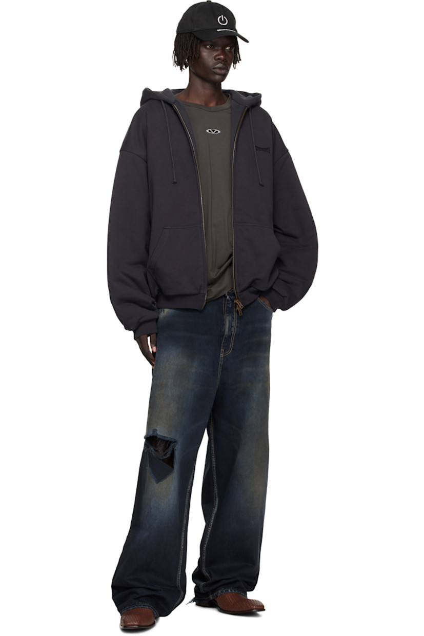 Insulated cotton-blend French terry hoodie.

· Drawstring and embroidered logo at hood
· Two-way zip closure
· Logo embroidered at chest
· Patch pockets at front
· Rib-knit hem and cuffs
· Dropped shoulders
· Full jersey lining

Supplier color: Washed black