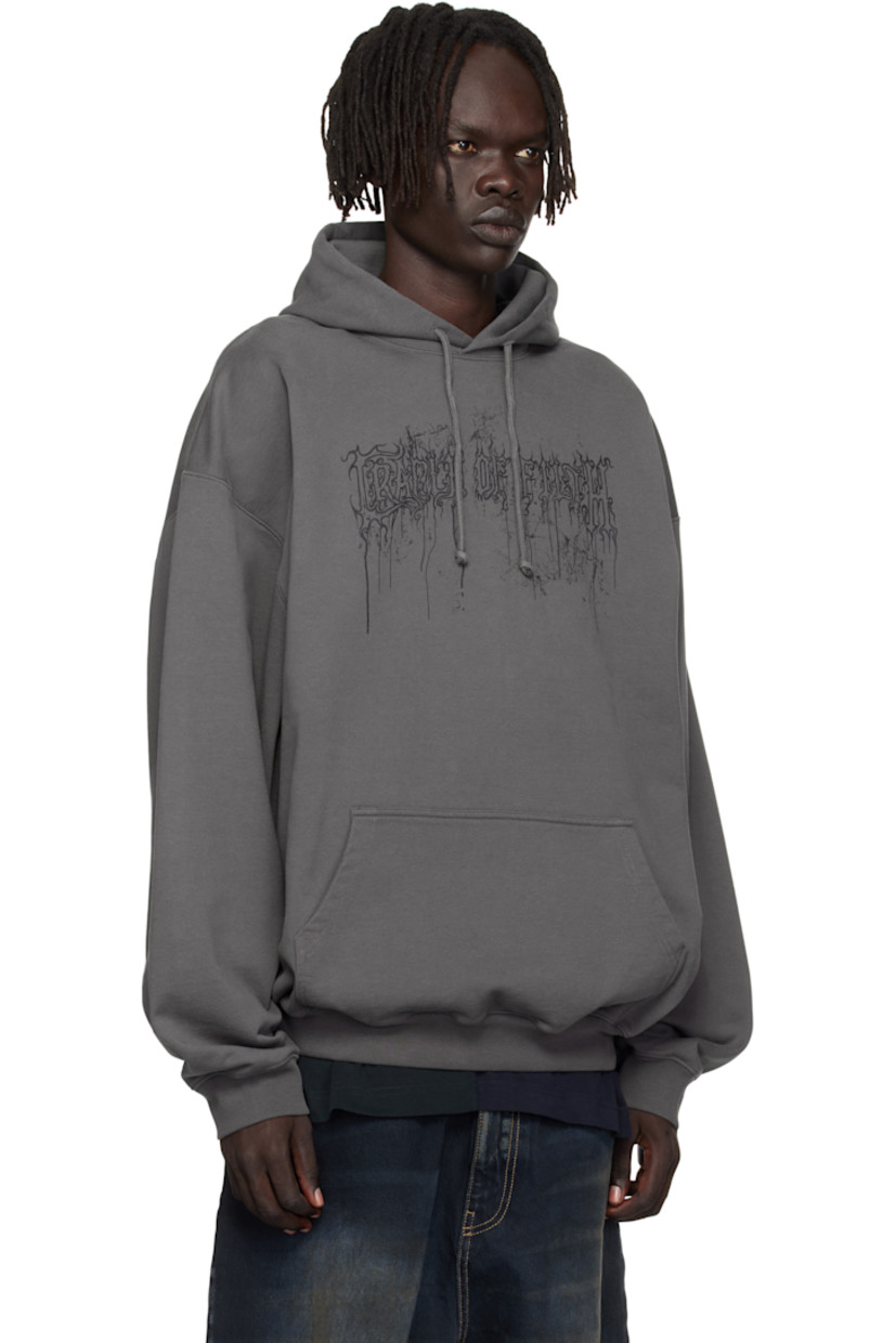 Cotton-blend French terry hoodie.

· Drawstring and embroidered logo at hood
· Text printed at front and back
· Kangaroo pocket at waist
· Rib-knit hem and cuffs
· Dropped shoulders
· Graphic printed at back

Part of the Cradle of Filth capsule.

Supplier color: Magnet