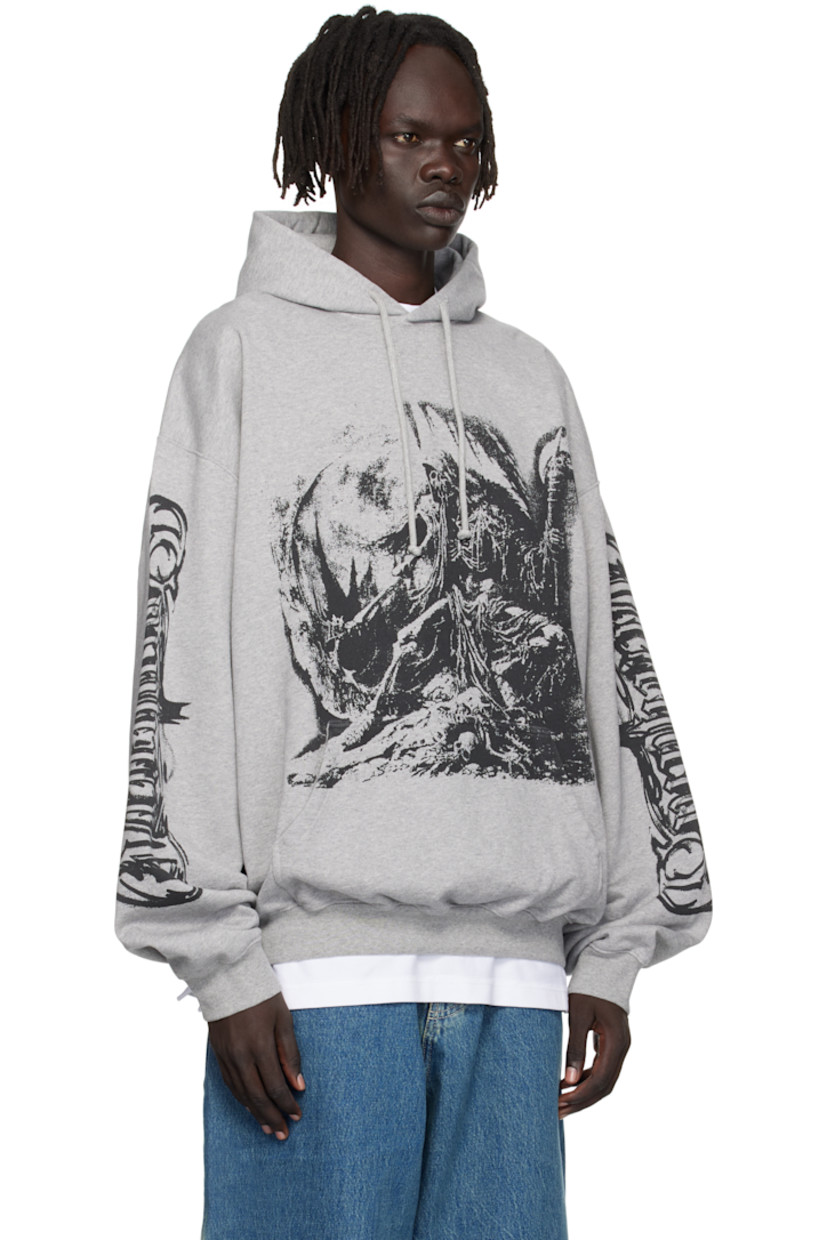 Cotton-blend French terry hoodie.

· Drawstring at hood
· Graphic printed at front
· Kangaroo pocket
· Rib-knit hem and cuffs
· Dropped shoulders
· Text and graphic printed at sleeves

Supplier color: Grey melange