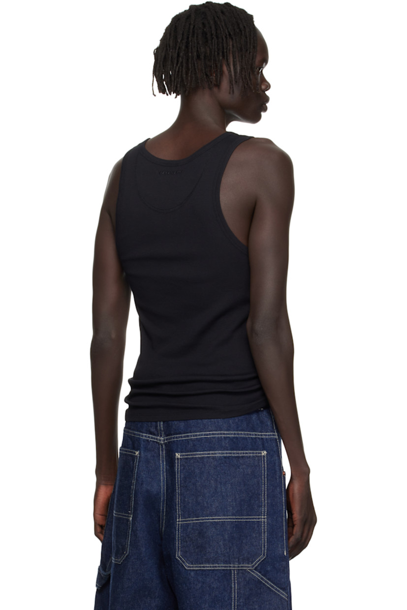 Rib-knit stretch cotton tank top.

· Scoop neck
· Logo embroidered at chest and back collar

Supplier color: Black