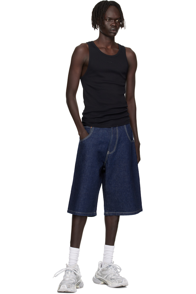 Rib-knit stretch cotton tank top.

· Scoop neck
· Logo embroidered at chest and back collar

Supplier color: Black