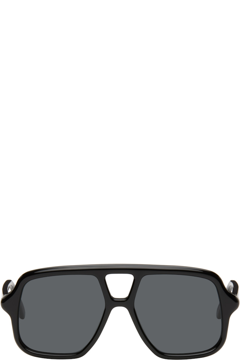 Aviator-style acetate-frame sunglasses.

· Gray lenses 
· 100% UVA/UVB protection, category 3
· Top bar 
· Integrated nose pads
· Inset logo at temples 
· Includes pouch 
· Size: 54.16 140

Supplier color: Black