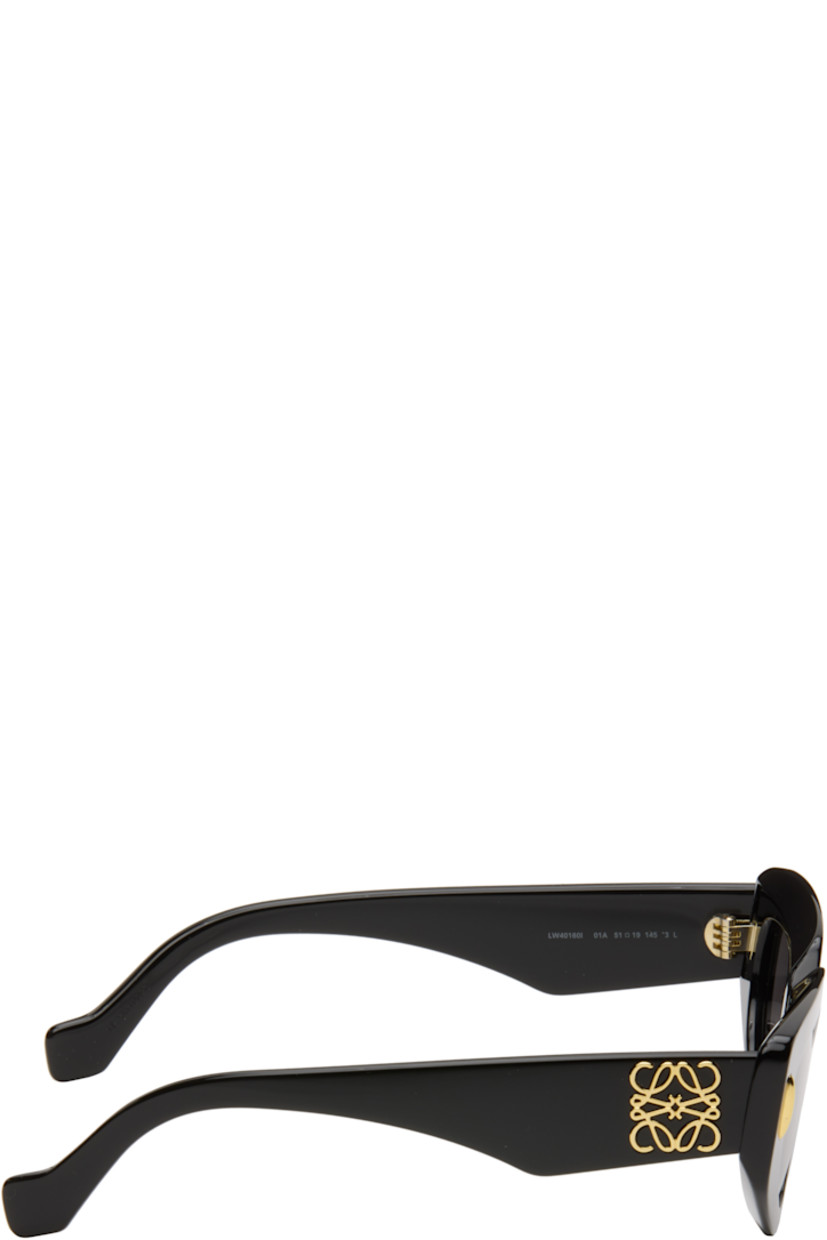 Cat-eye acetate-frame sunglasses. 

· Gray lenses
· 100% UVA/UVB protection, category 3
· Integrated nose pads
· Hardware at face
· Logo hardware at temples
· Gold-tone hardware
· Includes pouch
· Size: 51.19 145

Supplier color: Black