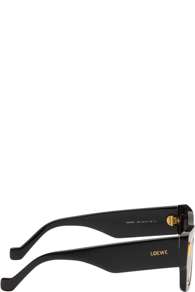 Square acetate-frame sunglasses.

· Gray lenses
· 100% UVA/UVB protection, category 3
· Gold-tone metal rims
· Integrated nose pads
· Hardware at face 
· Inset logo at temples
· Logo graphic etched at temple tips
· Gold-tone hardware
· Includes pouch
· Size: 54.16 145

Supplier color: Shiny black/Brown