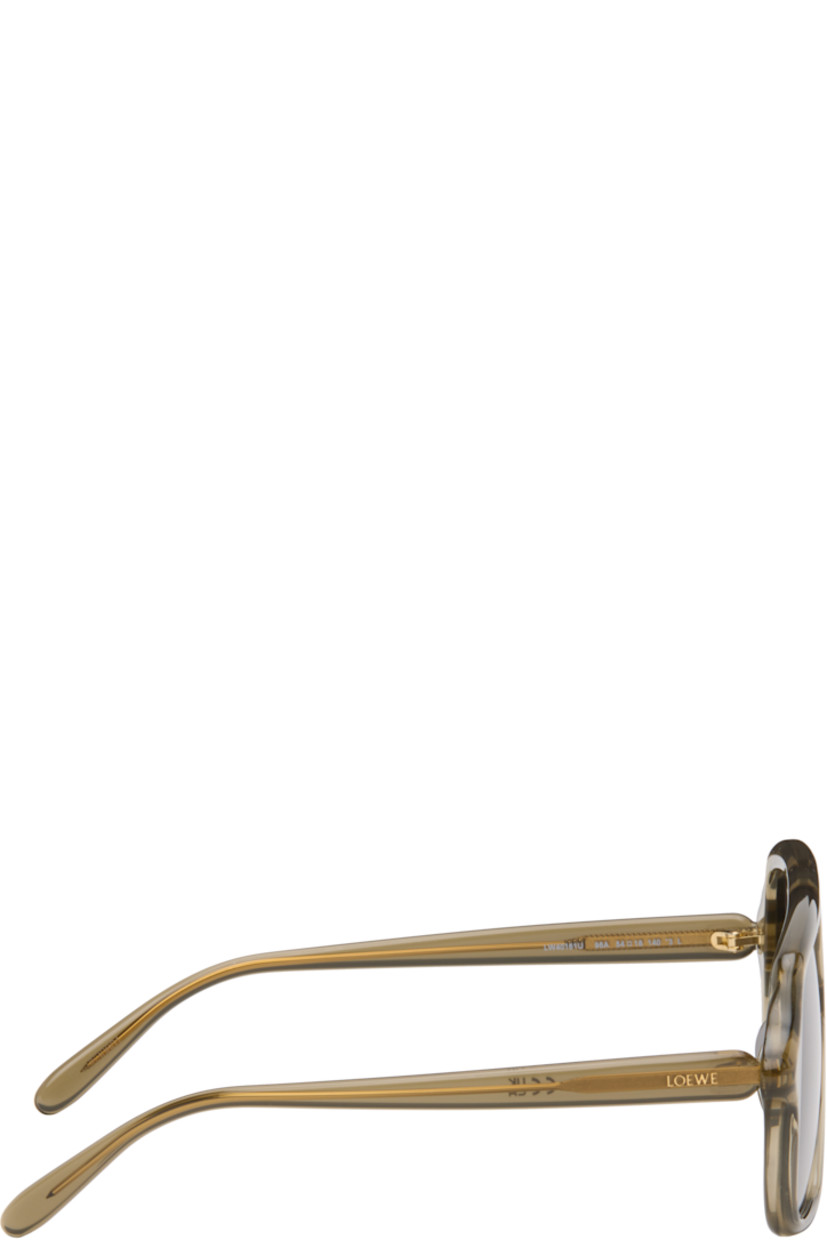 Aviator-style semi-transparent acetate-frame sunglasses.

· Gray lenses
· 100% UVA/UVB protection, category 3
· Double bridge 
· Integrated nose pads
· Inset logo at temples
· Exposed core wires
· Gold-tone hardware
· Includes pouch
· Size: 54.16 140

Supplier color: Khaki green