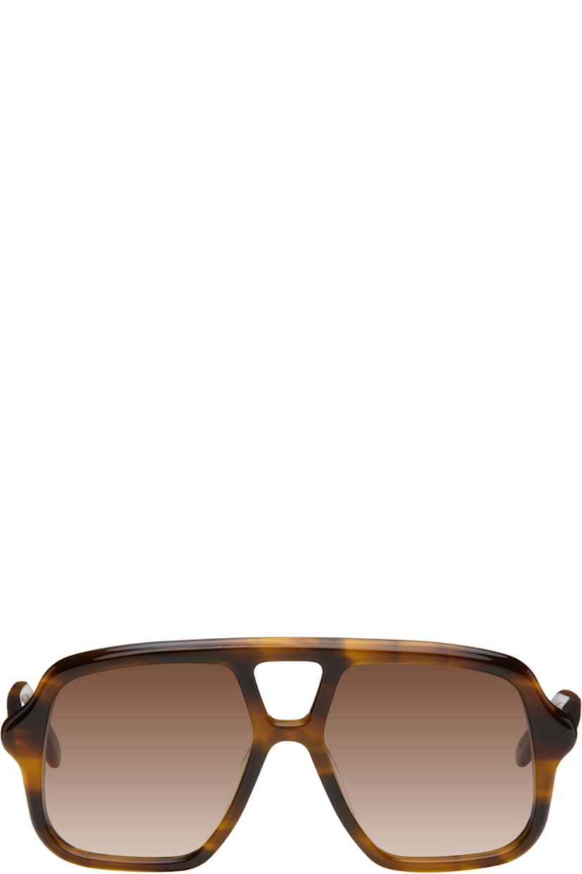 Aviator-style tortoiseshell acetate-frame sunglasses.

· Brown gradient lenses
· 100% UVA/UVB protection, category 2
· Double bridge 
· Integrated nose pads
· Inset logo at temples
· Exposed core wires
· Gold-tone hardware
· Includes pouch
· Size: 54.16 140

Supplier color: Dark Havana/Gradient