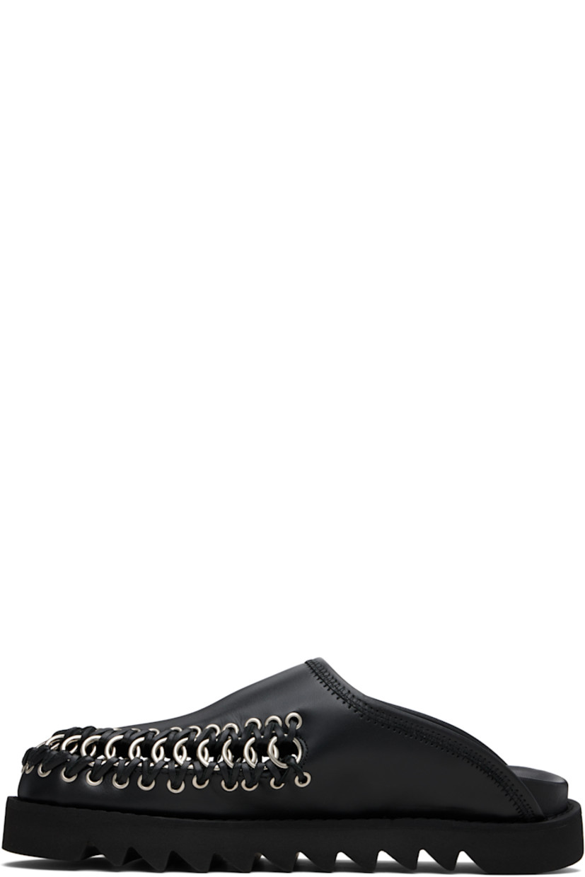 Buffed leather slip-on loafers.

· Cutout with O-rings at toe
· Foam rubber midsole
· Treaded rubber sole

Supplier color: Black
