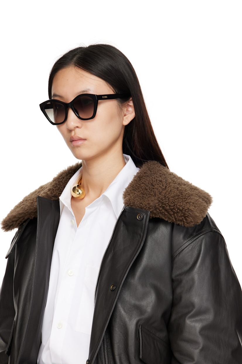 Cat-eye acetate-frame sunglasses.

· Green gradient lenses
· 100% UVA/UVB protection, category 2
· Integrated nose pads
· Inset logo hardware at temples
· Includes pouch
· Size: 54.19 145

Supplier color: Shiny black/Gradient