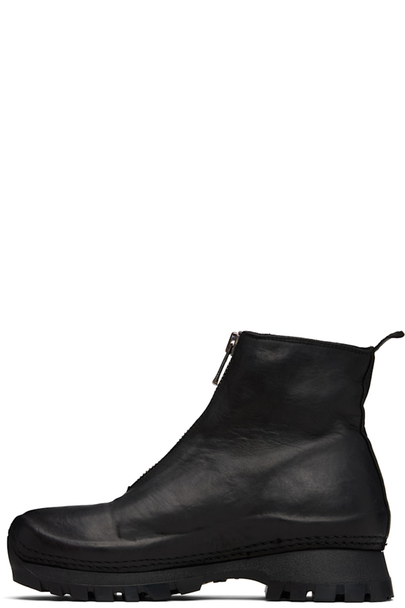 Ankle-high full-grain horse leather boots.

· Object-dyed
· Zip closure at vamp
· Pull-tab at heel collar
· Treaded Vibram® rubber sole
· Logo-engraved antiqued silver-tone hardware
· Heel: H1.5"

Supplier color: Blkt