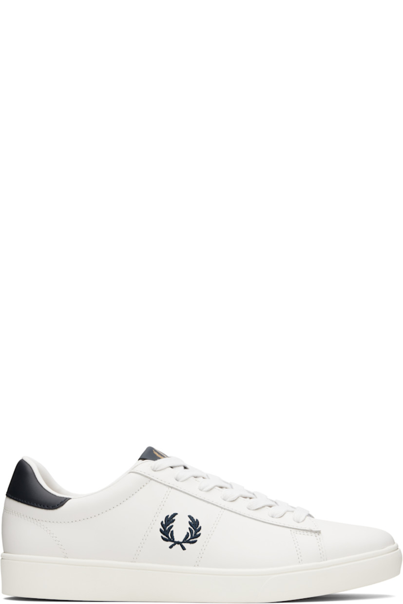 Low-top buffed leather sneakers.

· Lace-up closure
· Logo patch at tongue
· Padded collar
· Logo embroidered at outer side
· Mesh lining
· Treaded rubber sole

Supplier color: Porcelain