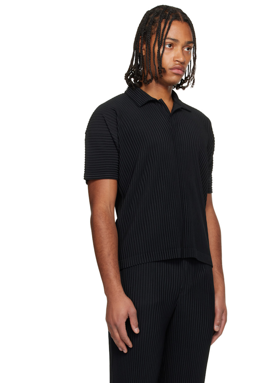 Garment-pleated polyester tricot polo.

· Quick-drying 
· Open spread collar 

Supplier color: Black