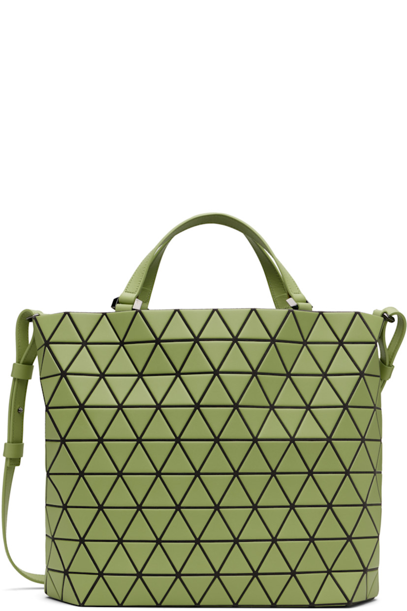 Melton shoulder bag.

· Signature triangular faux-leather appliqués in green throughout
· Fixed carry handles
· Adjustable leather crossbody strap
· Magnetic press-stud closure
· Zip and patch pockets at interior
· Logo-woven canvas lining
· H10.5" x W15.5" x D5.25"

Supplier color: Light green