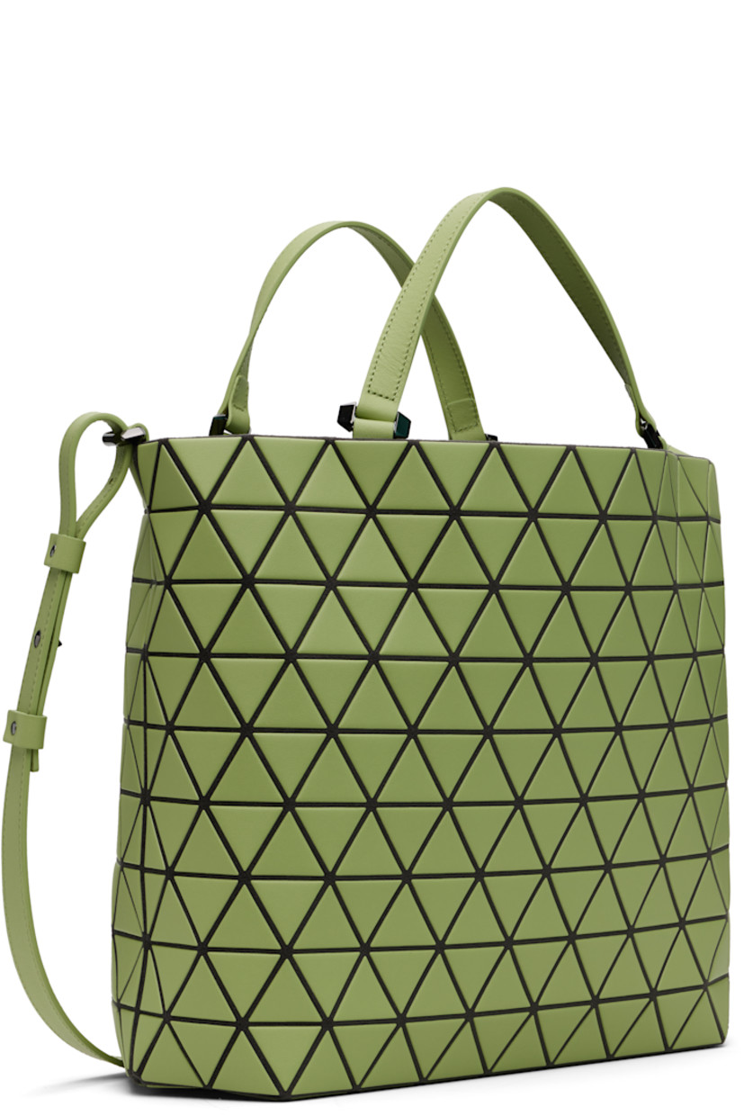 Melton shoulder bag.

· Signature triangular faux-leather appliqués in green throughout
· Fixed carry handles
· Adjustable leather crossbody strap
· Magnetic press-stud closure
· Zip and patch pockets at interior
· Logo-woven canvas lining
· H10.5" x W15.5" x D5.25"

Supplier color: Light green