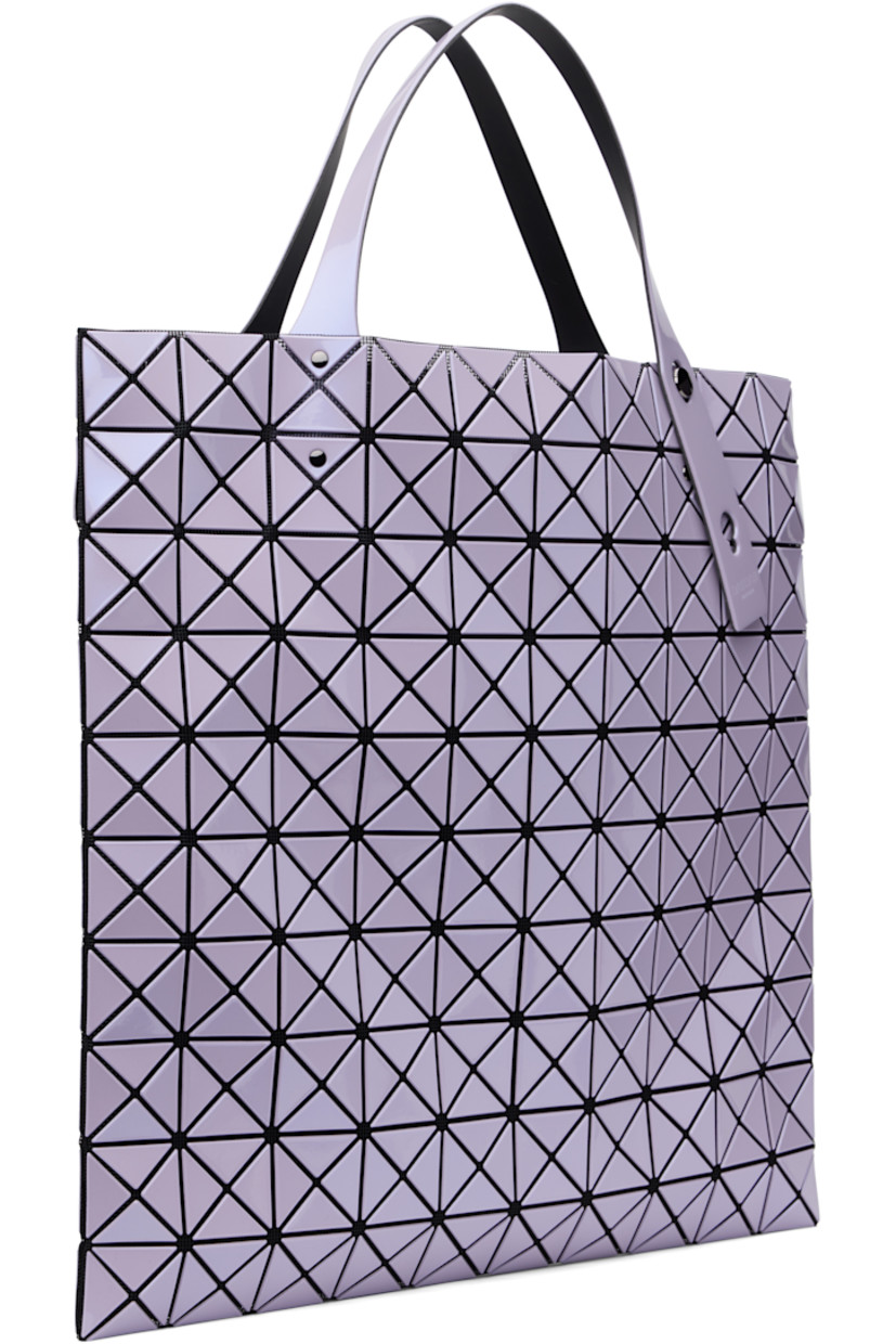 Mesh tote in black. Signature triangular vinyl appliqués in metallic purple throughout.

· Adjustable twin shoulder straps
· Open throat
· Zip pocket at interior
· Unlined 
· H15.5" x W15.5"

Supplier color: Lavender