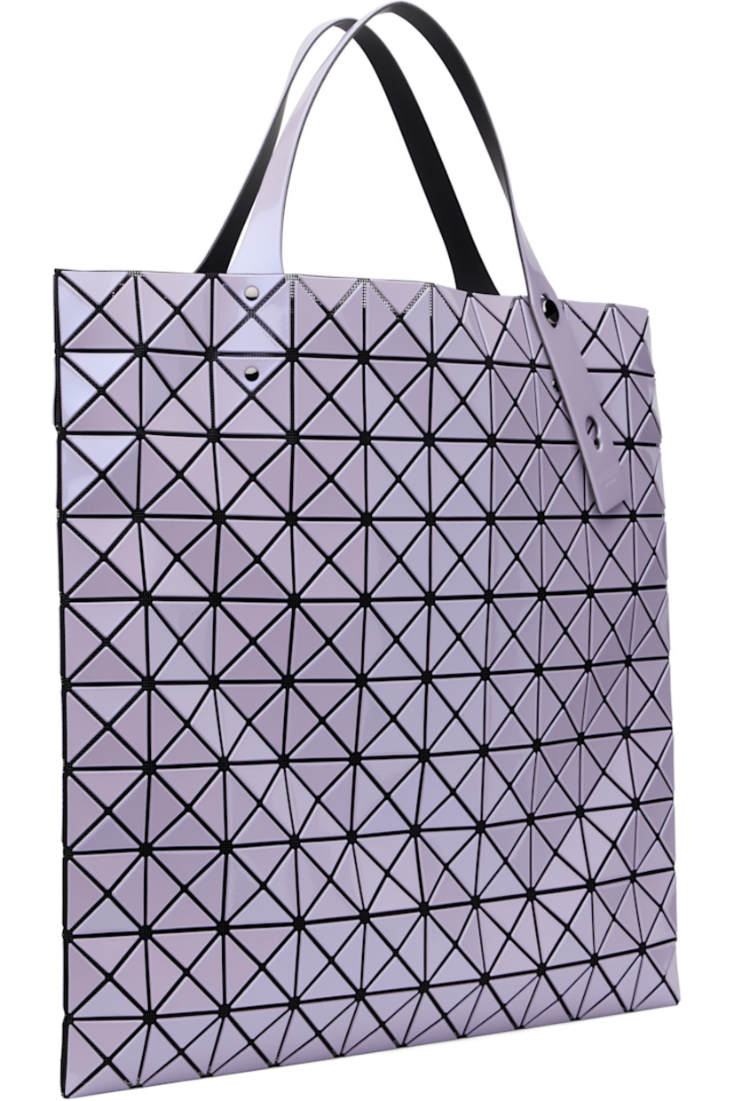Mesh tote in black. Signature triangular vinyl appliqués in metallic purple throughout.

· Adjustable twin shoulder straps
· Open throat
· Zip pocket at interior
· Unlined 
· H15.5" x W15.5"

Supplier color: Lavender