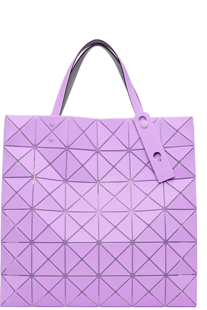 Mesh tote.

· Signature triangular vinyl appliqués throughout
· Adjustable shoulder straps
· Open throat
· Zip pocket at interior
· H13.5" x W13.5"

Supplier color: Light purple/Purple