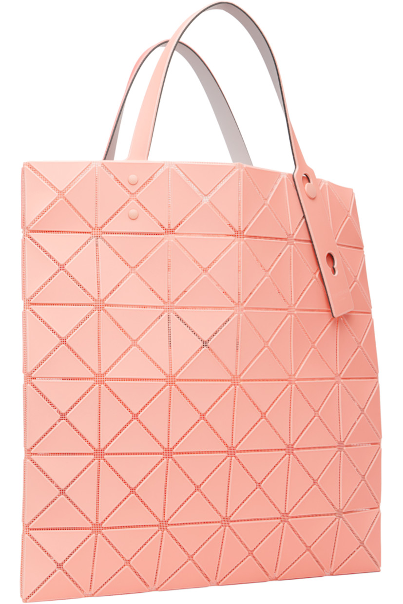 Mesh tote.

· Signature triangular vinyl appliqués throughout
· Adjustable shoulder straps
· Open throat
· Zip pocket at interior
· H13.5" x W13.5"

Supplier color: Light orange/Orange