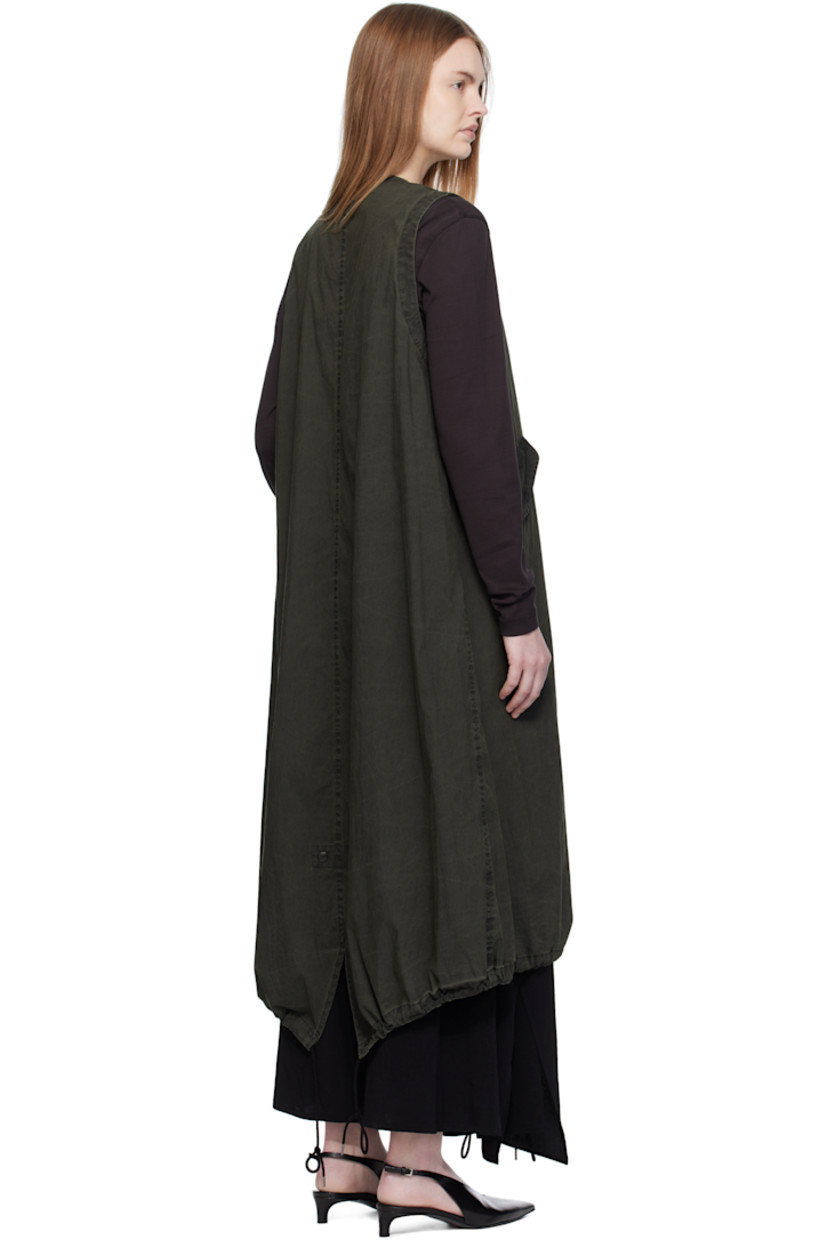 Plain-woven cotton-blend midi dress.

· Pigment-dyed and garment-washed 
· Raw edge at round neck
· Button closure
· Flap pockets at waist
· Drawstrings at hem 
· Central vent at back hem 

Supplier color: Khaki