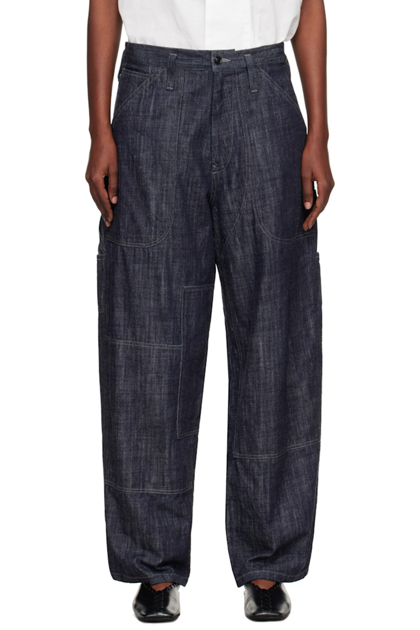 Non-stretch denim jeans.

· Belt loops
· Drawstring at waistband
· Five-pocket styling
· Zip fly 
· Logo patch at back waistband
· Contrast stitching in beige

Supplier color: Indigo