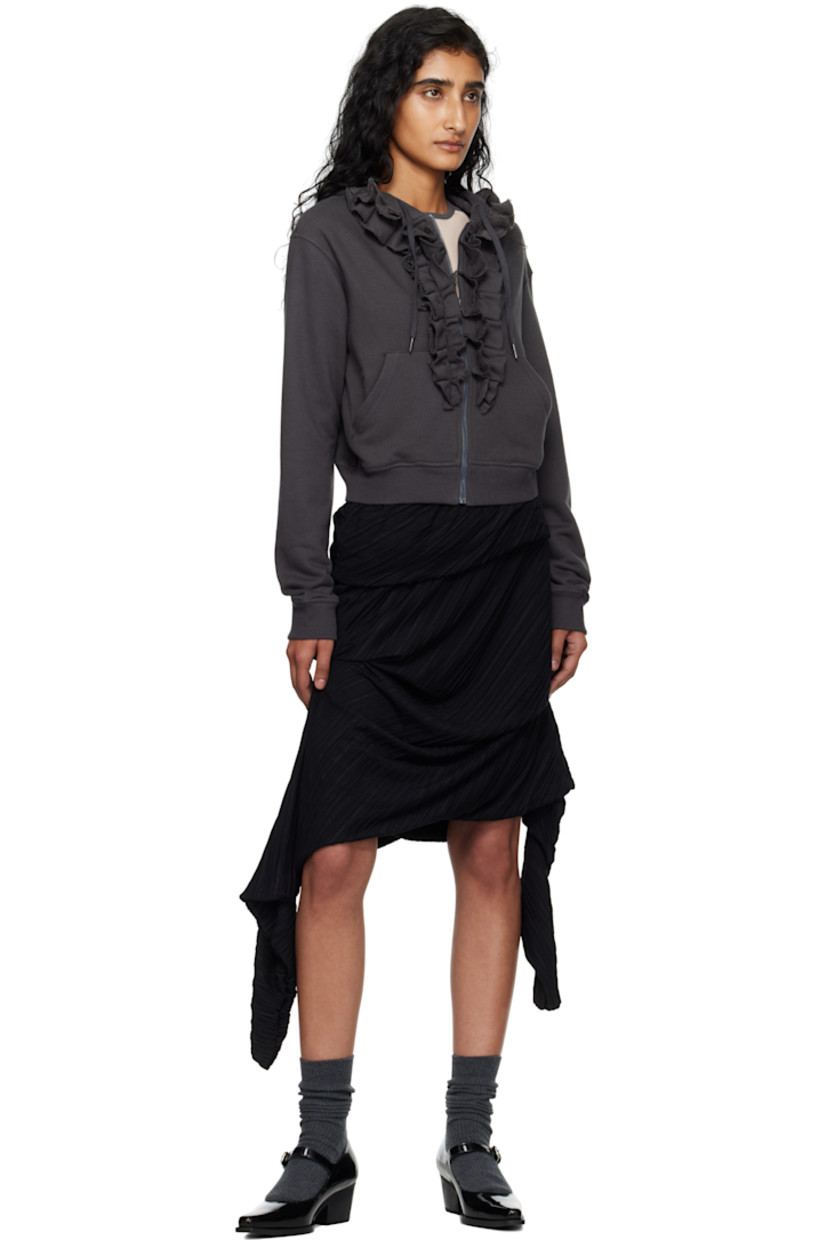 Garment-pleated stretch jersey midi skirt.

· Draped and tiered construction
· Elasticized waistband
· Extended trim at hem

Supplier color: Black