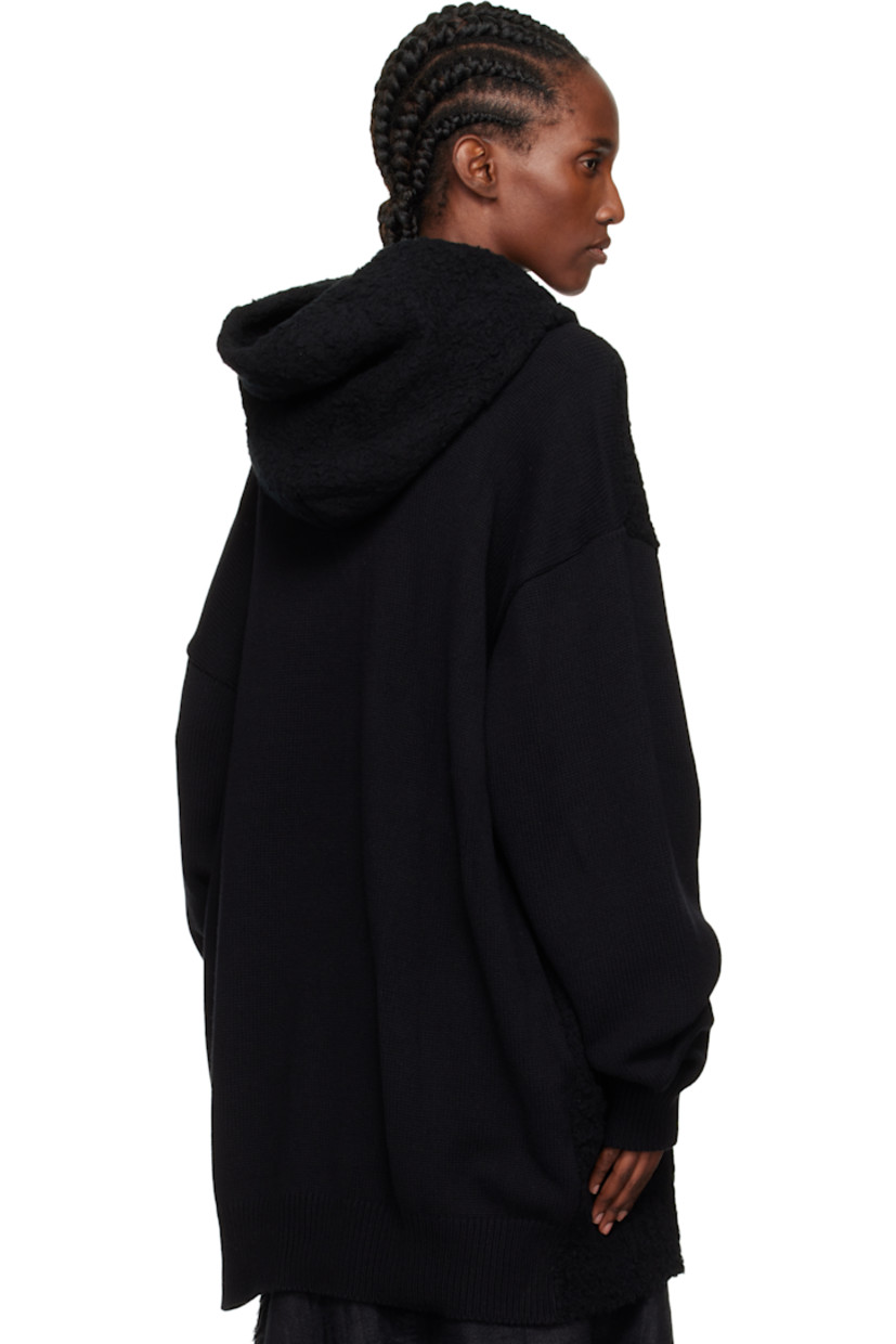 Knit wool-blend and cotton-blend fleece hoodie. 

· Paneled construction 
· Toggle closure 
· Dropped shoulders
· Rib-knit hem and cuffs

Supplier color: Black