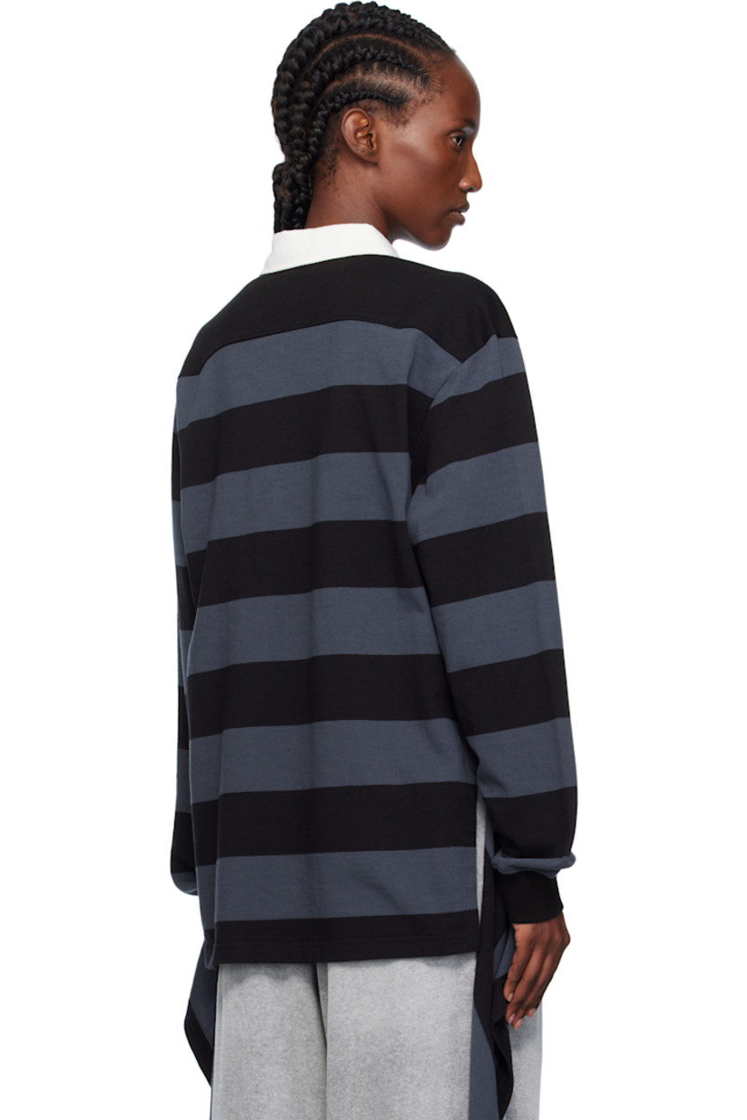 Cotton jersey polo.

· Striped throughout
· Twill spread collar
· Concealed four-button placket
· Logo embroidered at chest
· Extended trim at vented side seams
· Dropped shoulders
· Rib-knit cuffs

Supplier color: Charcoal