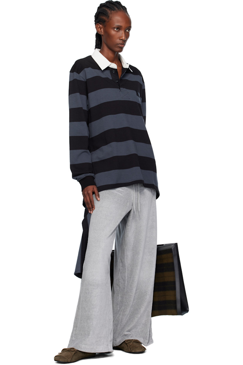 Cotton jersey polo.

· Striped throughout
· Twill spread collar
· Concealed four-button placket
· Logo embroidered at chest
· Extended trim at vented side seams
· Dropped shoulders
· Rib-knit cuffs

Supplier color: Charcoal