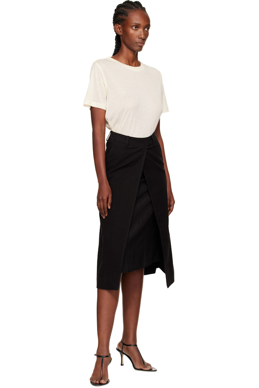 Stretch cotton moleskin midi skirt.

· Belt loops
· Two-pocket styling
· Vent and exposed slip at front
· Concealed zip closure at side seam
· Full satin slip-style lining

Supplier color: Black
