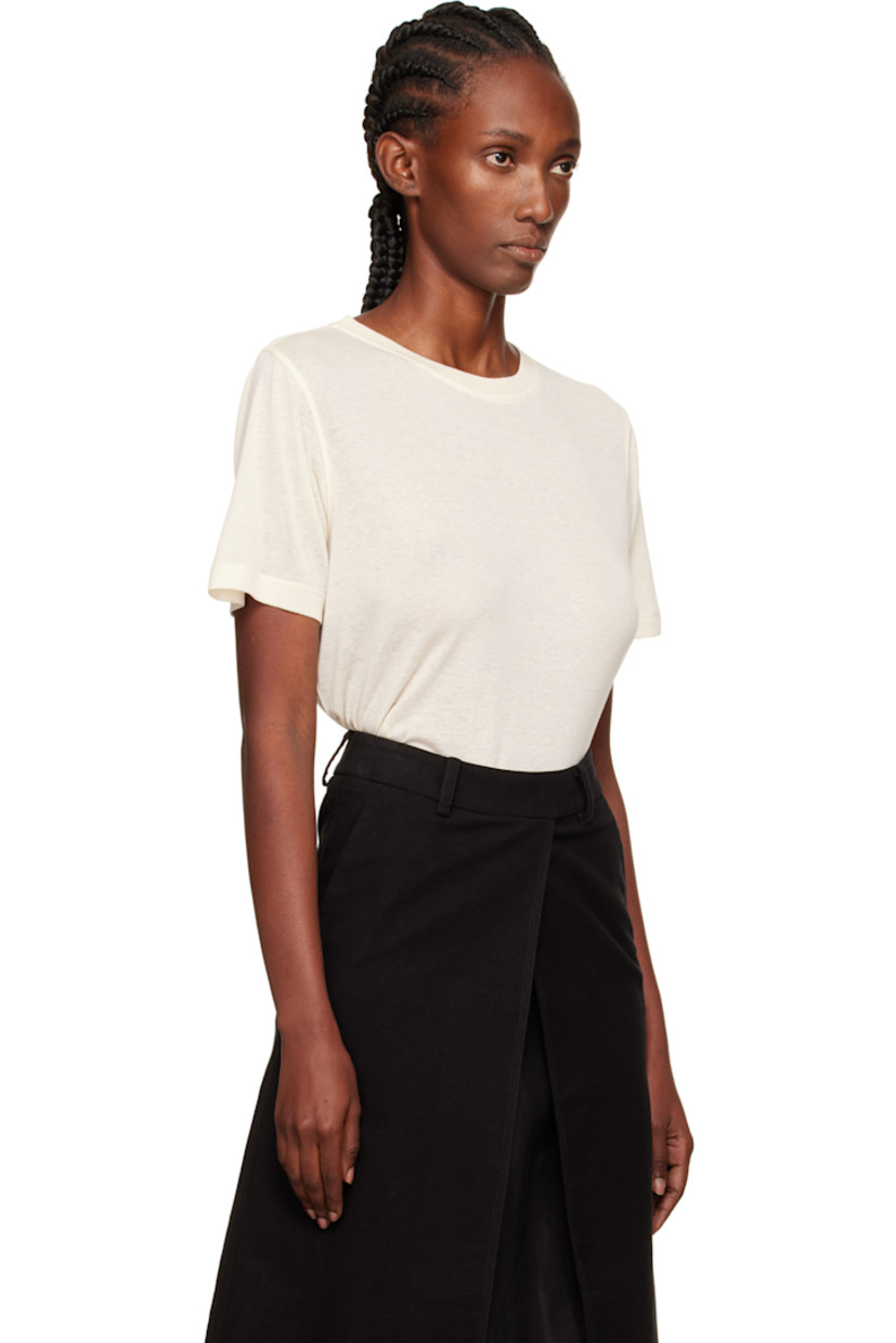 Semi-sheer jersey T-shirt. Rib-knit crewneck.

Supplier color: Ivory