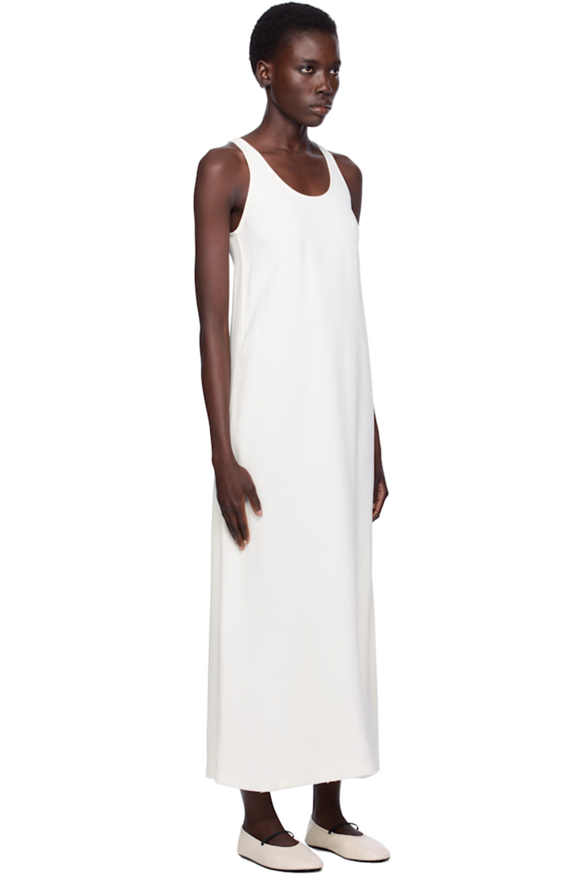 Plain-woven viscose midi dress.

· Scoop neck
· Raw edge at hem
· Zip closure at racer back

Supplier color: Macadamia