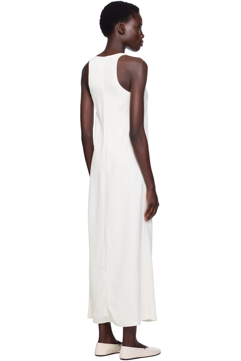 Plain-woven viscose midi dress.

· Scoop neck
· Raw edge at hem
· Zip closure at racer back

Supplier color: Macadamia