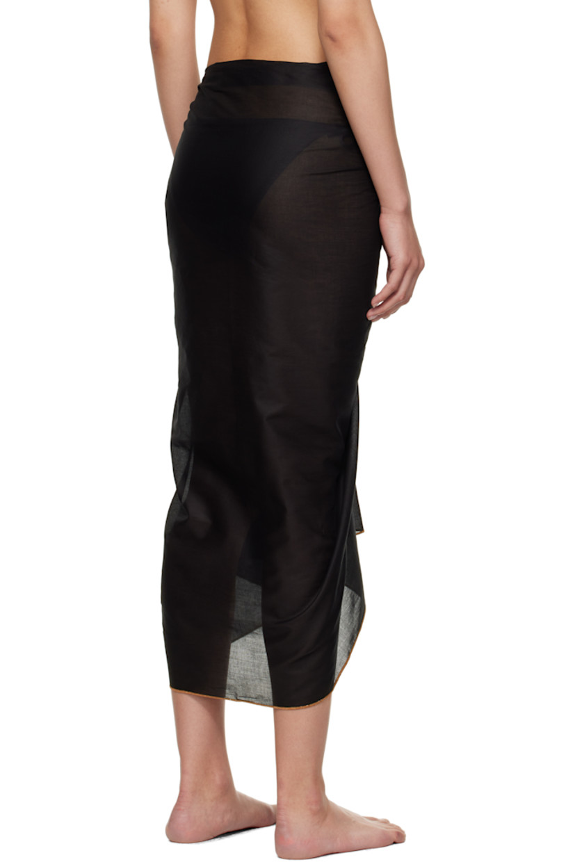 Semi-sheer cotton voile cover-up.
 
· Wrap construction
· Metallic thread detailing at edges
· Logo bonded at hem

Supplier color: Noir