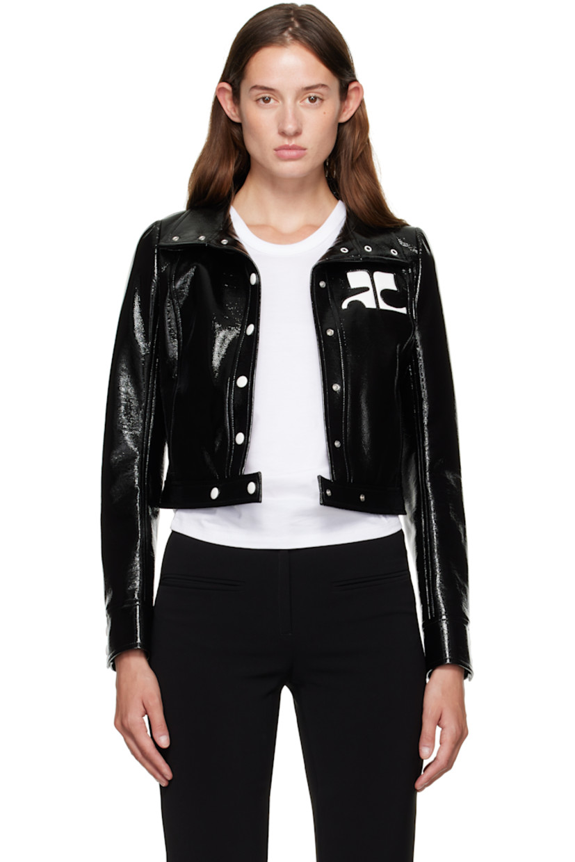 Crinkled coated vinyl jacket.

· Stand collar
· Press-stud closure
· Logo appliqué at chest
· Welt pockets at waist
· Cropped hem
· Press-stud barrel cuffs
· Welt pocket at interior
· Full satin lining

Part of the Reedition collection.

Supplier color: Black