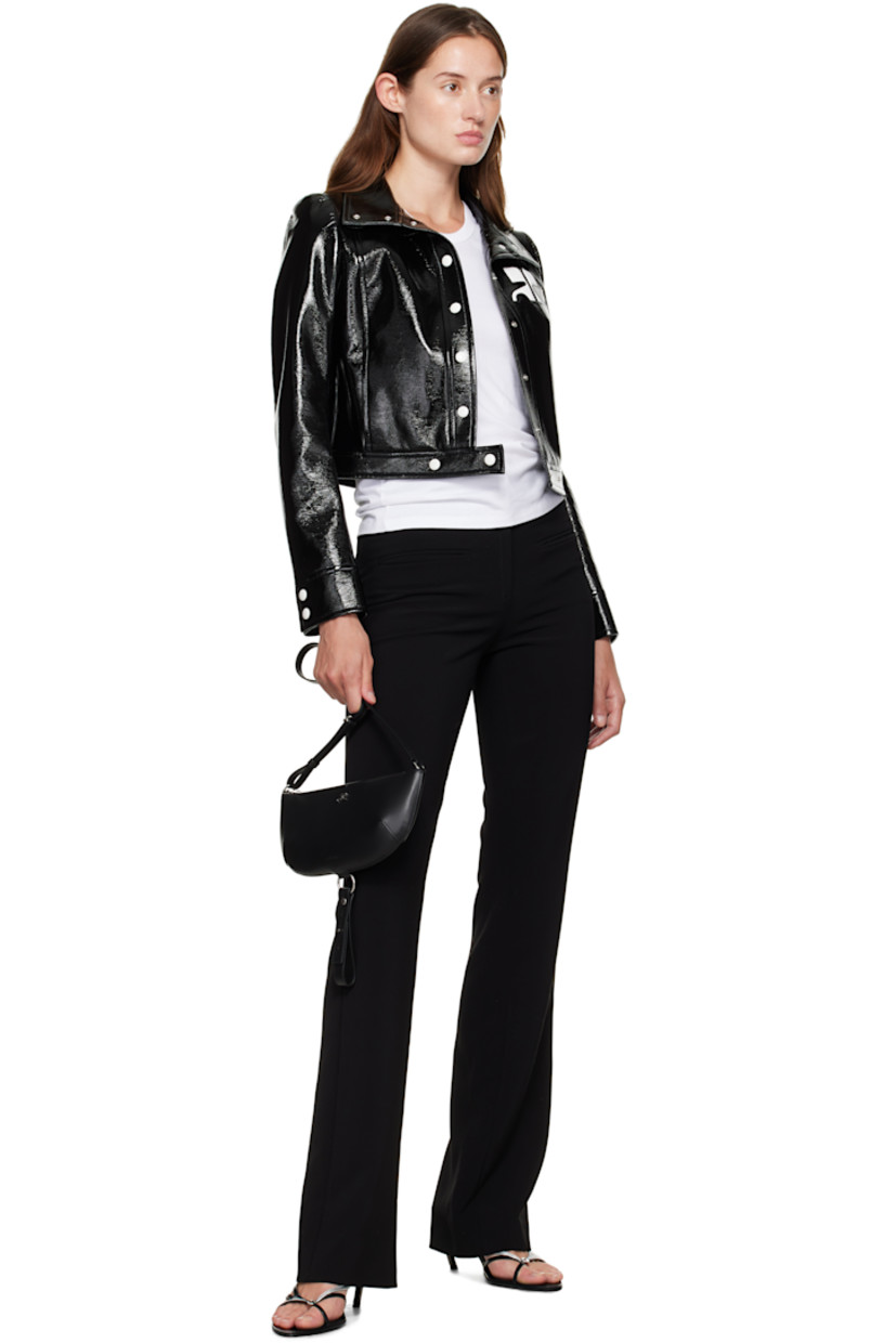 Crinkled coated vinyl jacket.

· Stand collar
· Press-stud closure
· Logo appliqué at chest
· Welt pockets at waist
· Cropped hem
· Press-stud barrel cuffs
· Welt pocket at interior
· Full satin lining

Part of the Reedition collection.

Supplier color: Black