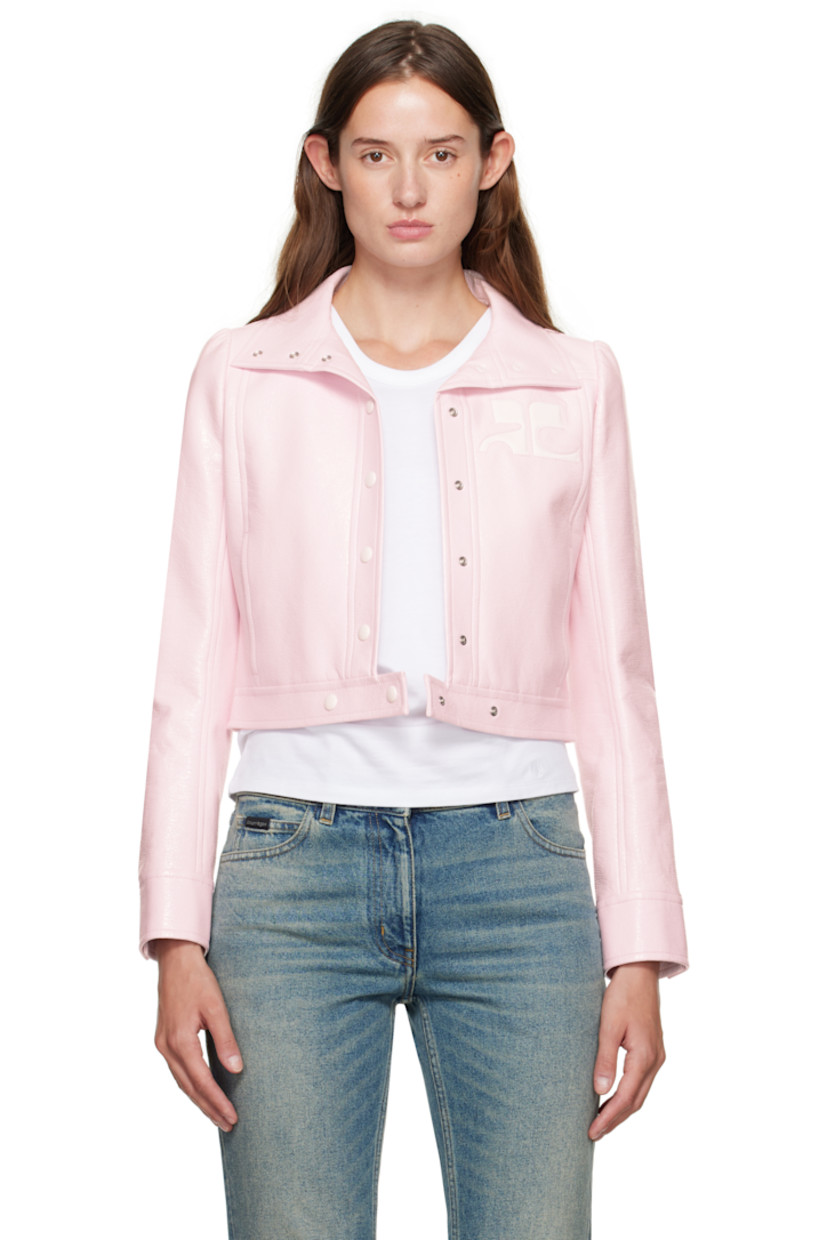 Crinkled coated vinyl jacket.

· Stand collar
· Press-stud closure
· Logo appliqué at chest
· Welt pockets at waist
· Cropped hem
· Press-stud barrel cuffs
· Welt pocket at interior
· Full satin lining

Part of the Reedition collection.

Supplier color: Pale Pink