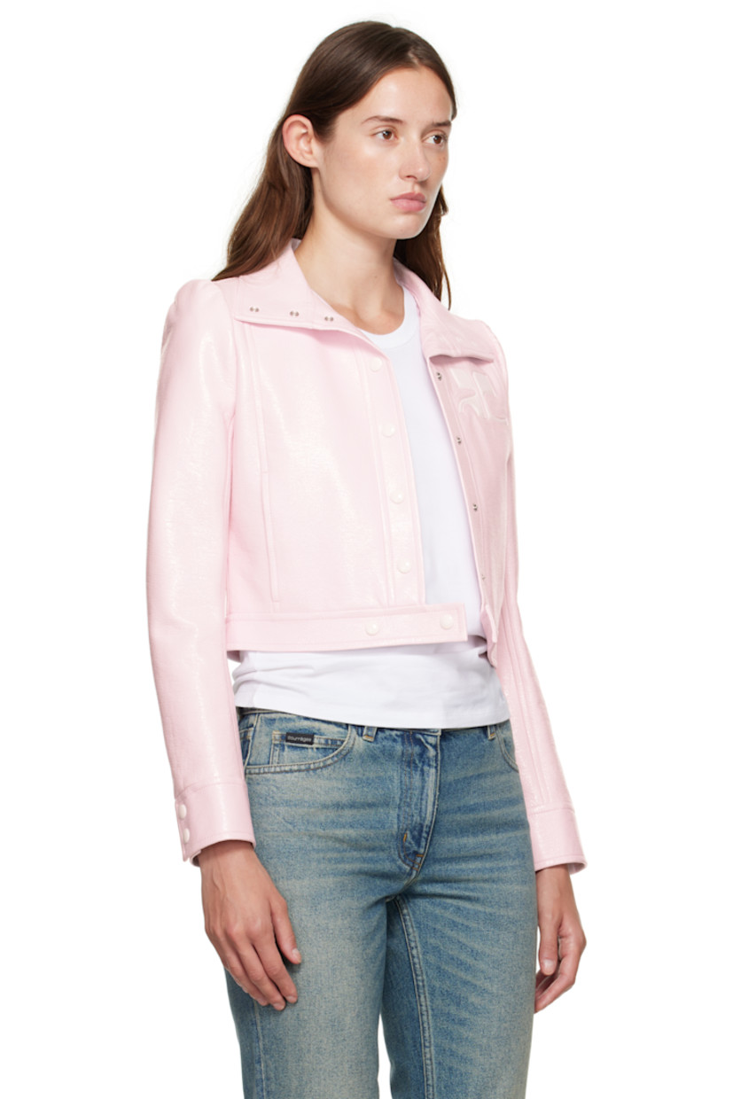 Crinkled coated vinyl jacket.

· Stand collar
· Press-stud closure
· Logo appliqué at chest
· Welt pockets at waist
· Cropped hem
· Press-stud barrel cuffs
· Welt pocket at interior
· Full satin lining

Part of the Reedition collection.

Supplier color: Pale Pink