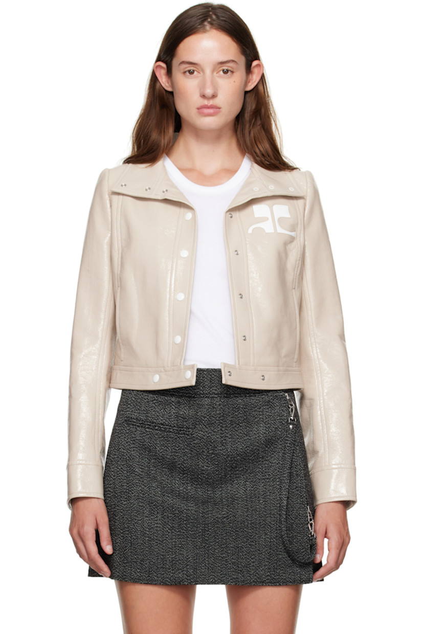 Crinkled coated vinyl jacket.

· Stand collar
· Press-stud closure
· Logo appliqué at chest
· Welt pockets at waist
· Cropped hem
· Press-stud barrel cuffs
· Welt pocket at interior
· Full satin lining

Part of the Reedition collection.

Supplier color: Mastic Grey