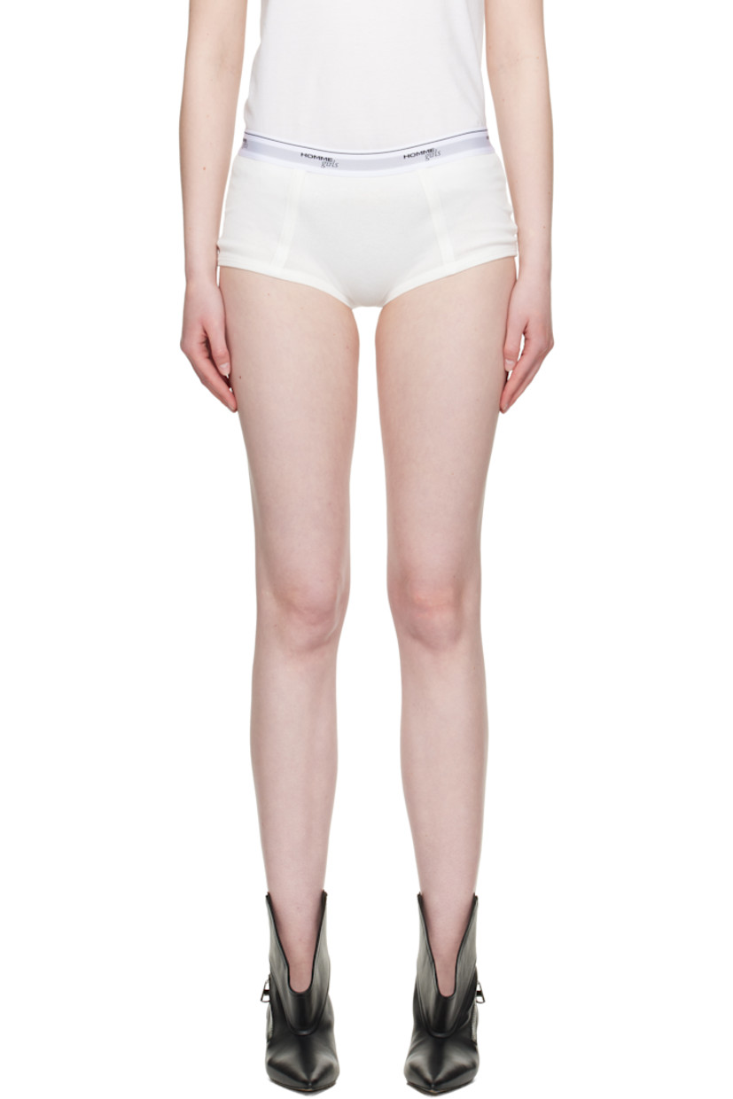 Cotton ribbed jersey briefs.

· Logo-woven elasticized waistband
· Unlined

Supplier color: Off white
