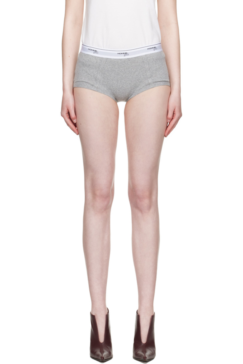 Cotton ribbed jersey briefs.

· Logo-woven elasticized waistband
· Unlined

Supplier color: Heather grey