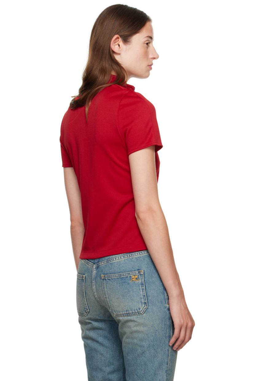 Jersey top.

· Stand collar
· Two-way zip closure
· Embroidered logo patches at chest

Supplier color: Ruby