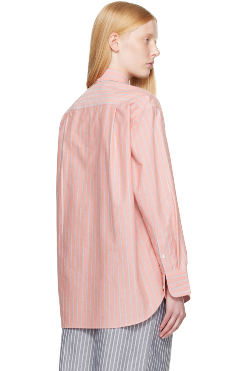 Cotton oxford cloth shirt. Stripes throughout.

· Spread collar
· Button closure
· Logo flag and patch pocket at chest
· Logo embroidered at front
· Shirttail hem
· Adjustable buttoned barrel cuffs
· Button fastening at back collar
· Twin pleats at back yoke
· Logo-engraved mother-of-pearl hardware

Supplier color: Coral stripe oxford