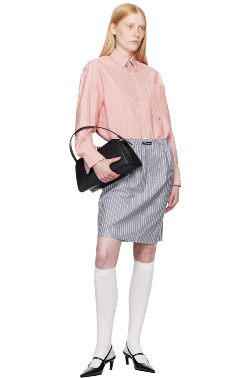 Cotton oxford cloth shirt. Stripes throughout.

· Spread collar
· Button closure
· Logo flag and patch pocket at chest
· Logo embroidered at front
· Shirttail hem
· Adjustable buttoned barrel cuffs
· Button fastening at back collar
· Twin pleats at back yoke
· Logo-engraved mother-of-pearl hardware

Supplier color: Coral stripe oxford