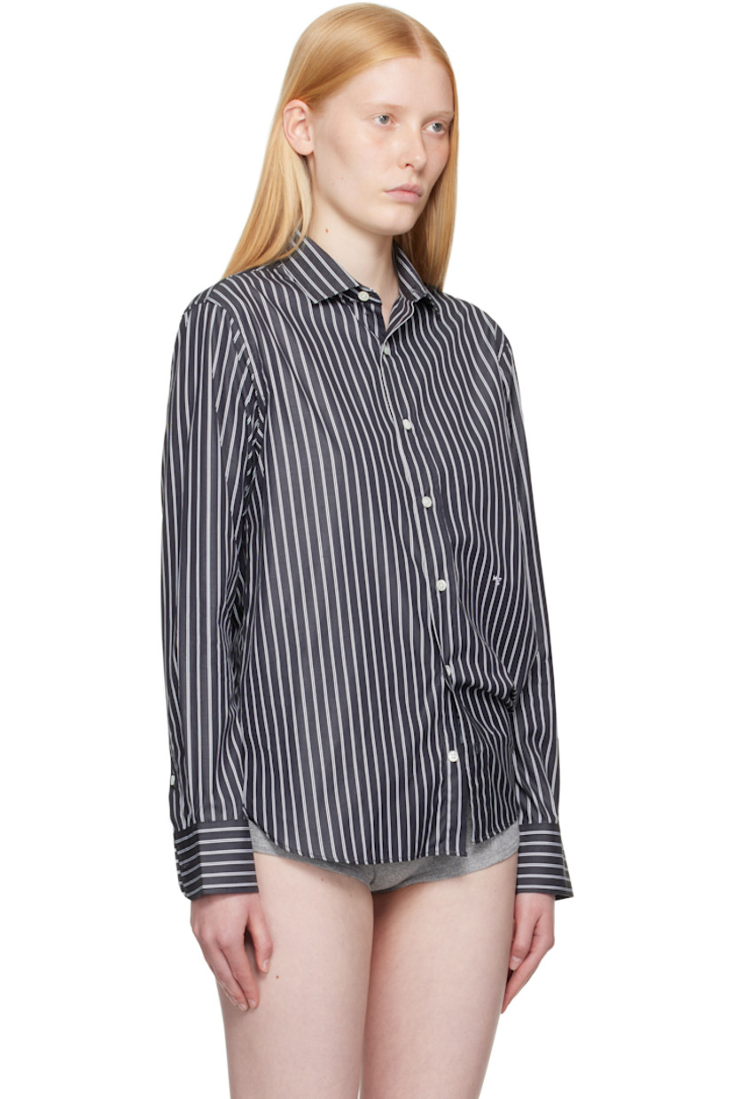 Cotton poplin shirt. Stripes throughout. 

· Spread collar
· Button closure
· Logo embroidered at front
· Shirttail hem
· Adjustable buttoned barrel cuffs
· Box pleat at back yoke
· Logo-engraved mother-of-pearl hardware

Supplier color: Black stripe