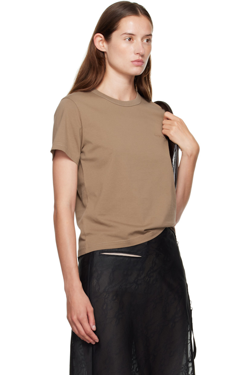 Cotton jersey T-shirt.

· Rib-knit crewneck
· Logo embroidered at chest
· Logo flag at hem

Supplier color: Mocha