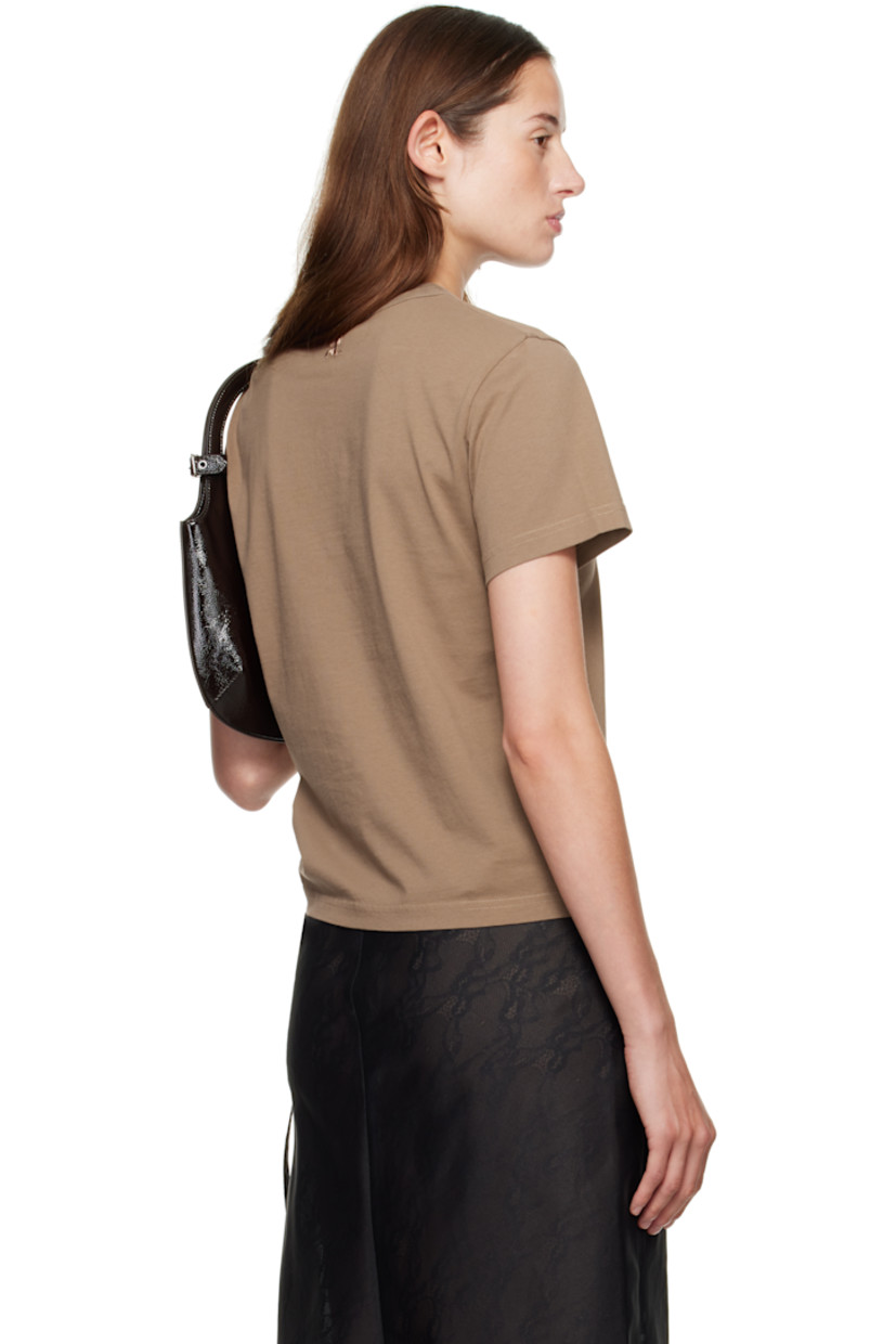 Cotton jersey T-shirt.

· Rib-knit crewneck
· Logo embroidered at chest
· Logo flag at hem

Supplier color: Mocha